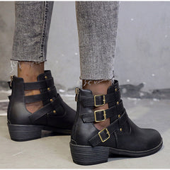 Breathable Square Heels Hollow Out Ankle Boots