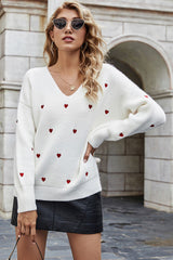 Needless To Say Sage Red Heart Print Sweater