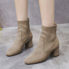 Elegant Slip On Faux Suede Boots