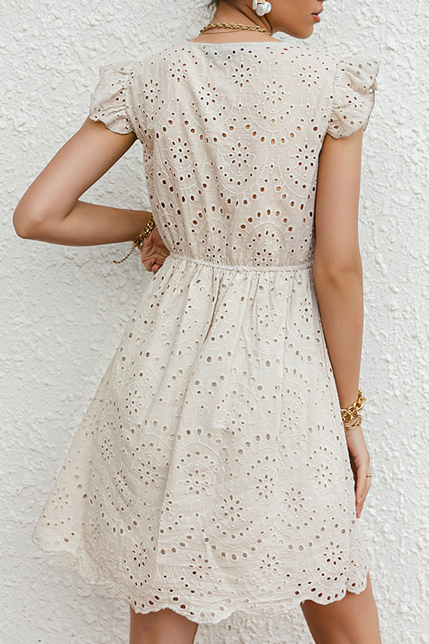 Princess of the Wilderness Ruffled Hollow Stitching Dress