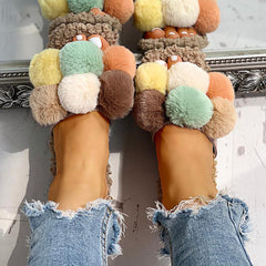 Fur Flock Cork Furry Fluffy Slippers