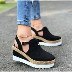 Buckle Strap Straw Thick Bottom Sandals