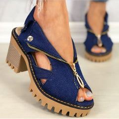 Zipper Fish Mouth High-heeled Sandals