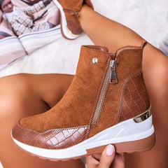 Zipper Waterproof High Top Platform Shoes