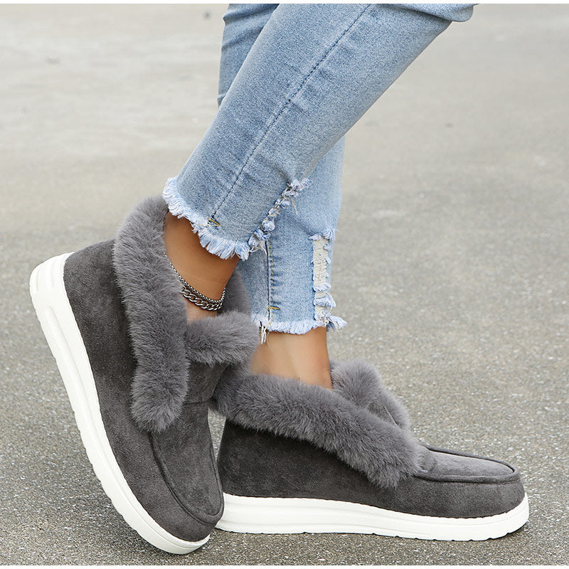 Warm Suede Leather Plush Fur Snow Boots