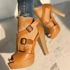 Peep Toe Buckle Strap Sandals