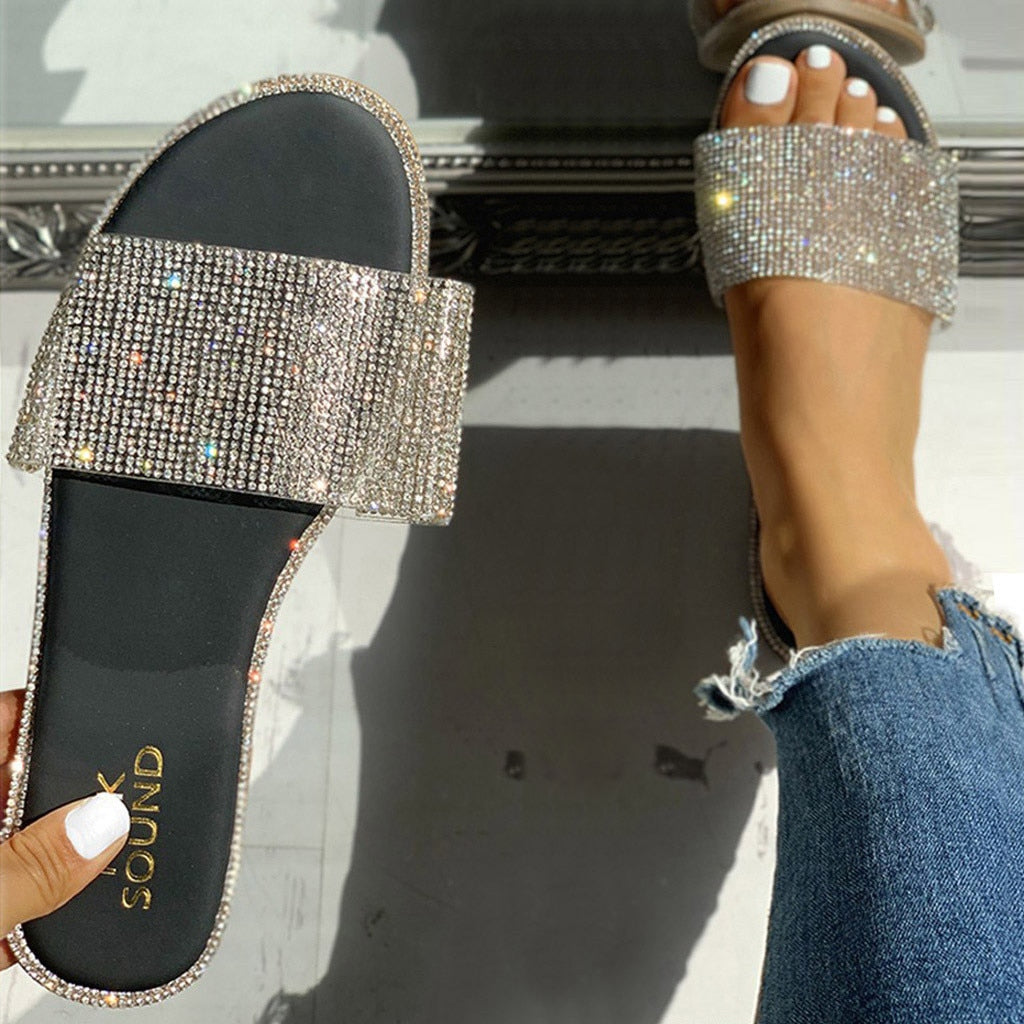 Crystal Roman Flat Slippers