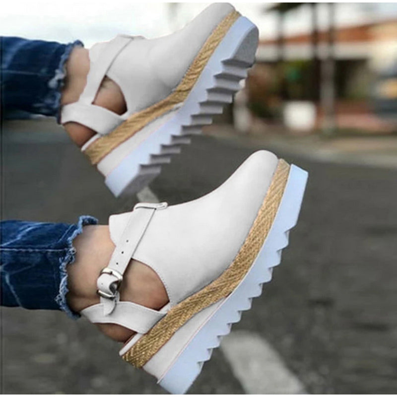 Buckle Strap Straw Thick Bottom Sandals