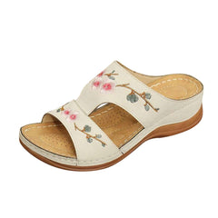 Flower Platform Colorful Ethnic Flat Slippers