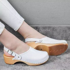 Pu Leather Clogs Strap Buckle Sandals