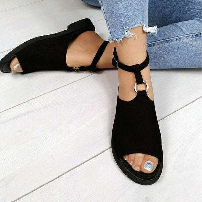 Leather Buckle Strap Beach Shoes