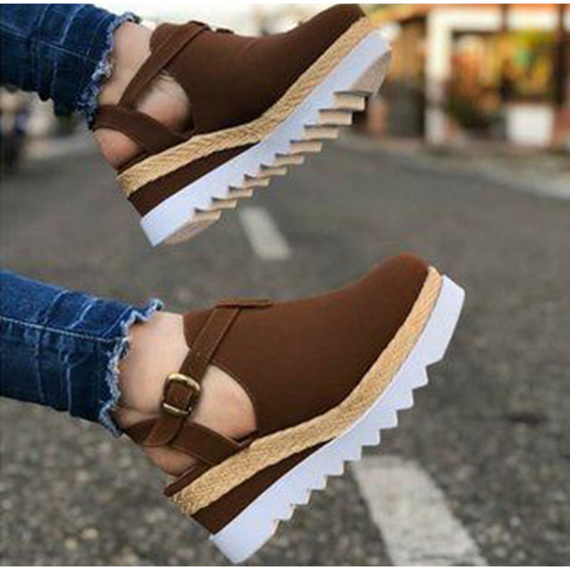 Buckle Strap Straw Thick Bottom Sandals