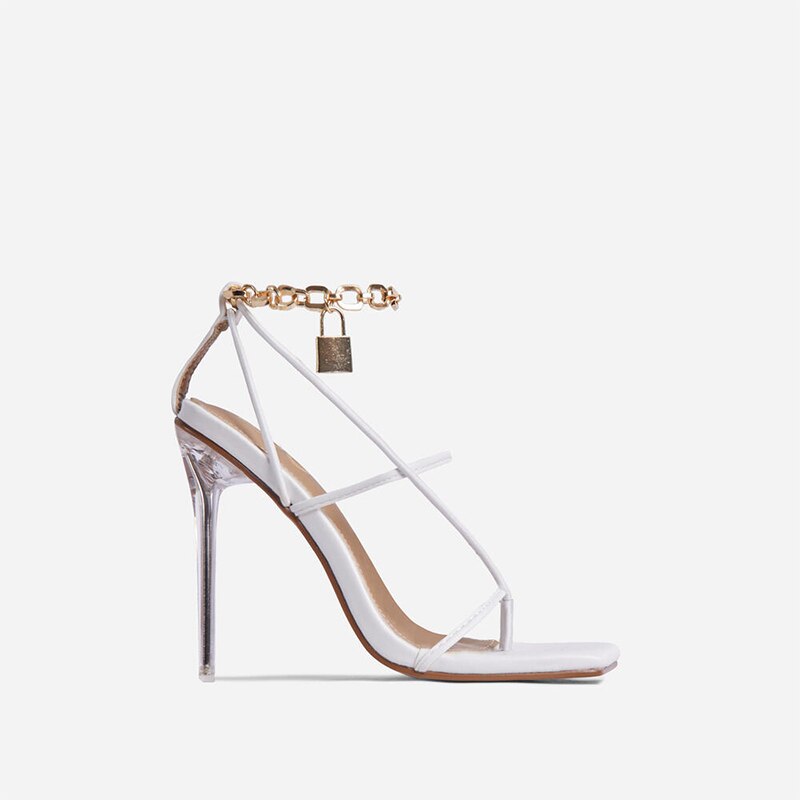 Metal Chain Cross-Tied Thin Heels