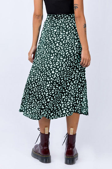 Leopard Chiffon Split Skirt