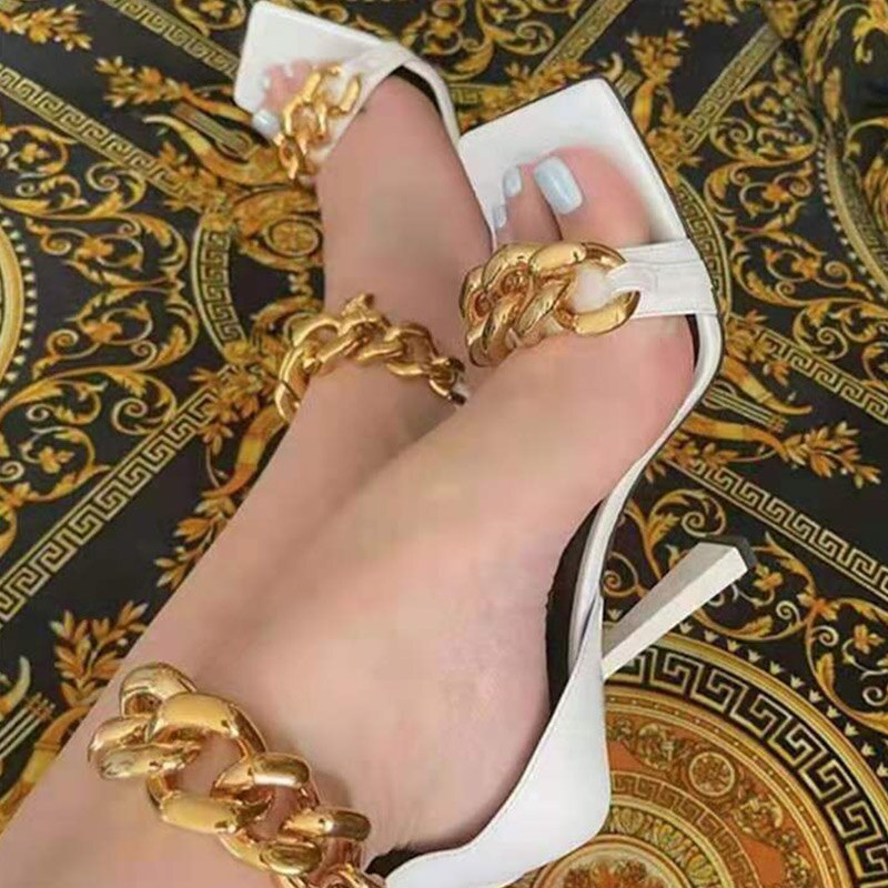 Metal Chain High Heels Party Pumps