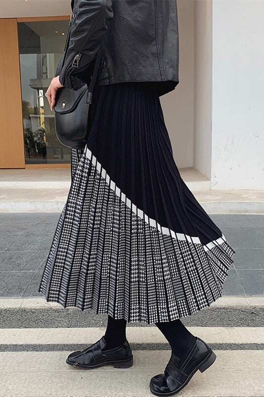 High Waist Pleated Knitted Thick Skirt