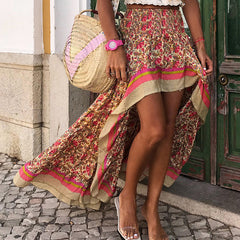 Elastic Waist Gypsy Ethnic Skirt