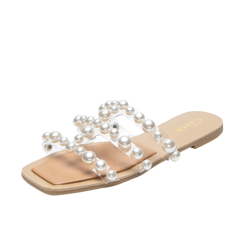 Bohemian Pearl Flat Slippers