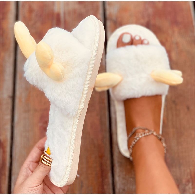 Warm Plush Christmas Elk Slippers