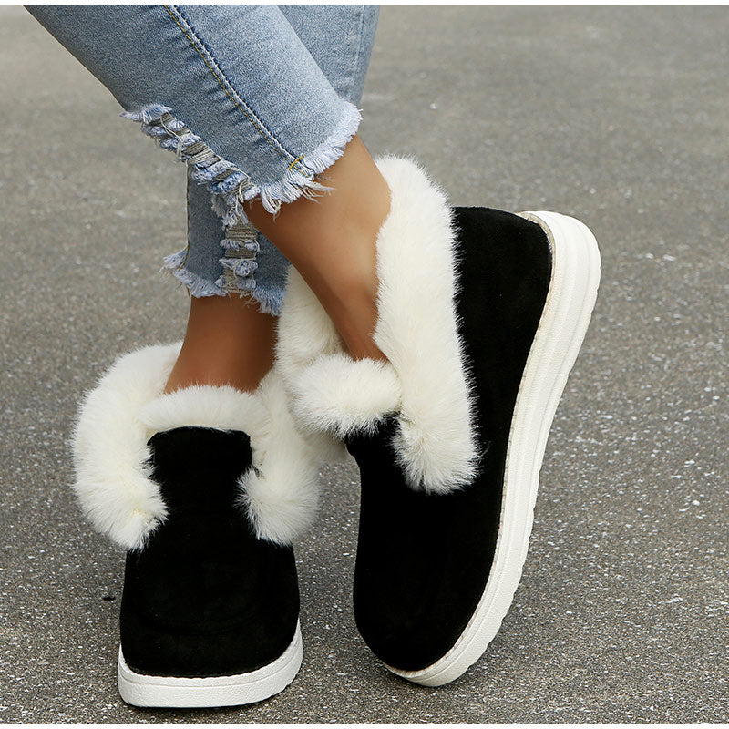 Warm Suede Leather Plush Fur Snow Boots