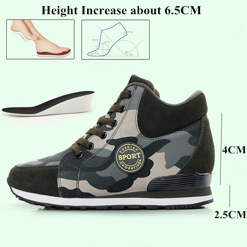 Height Increase Canvas Camouflage Sneakers