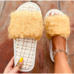 Warm Short Furry Plush Indoor Slippers