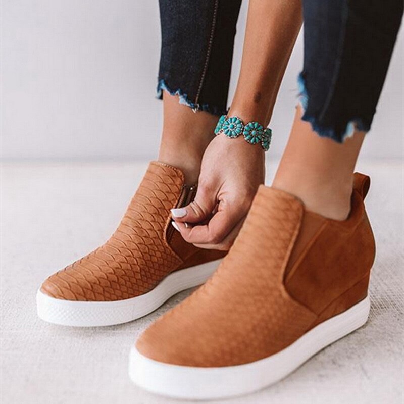 Snake PU Leather Platform Wedges Shoes