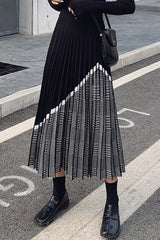 High Waist Pleated Knitted Thick Skirt