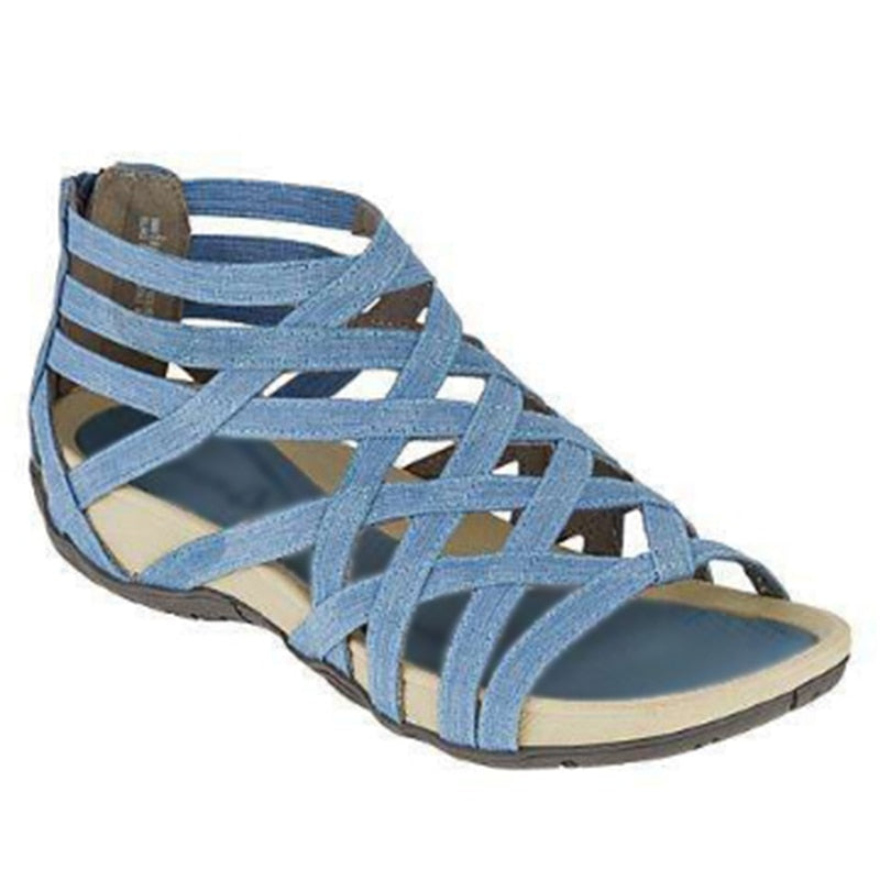 Round Toe Hollow Mesh Peep Toe Sandals