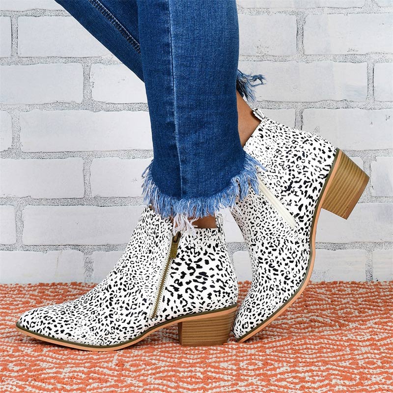 Zipper Thick Heel Ankle Boots