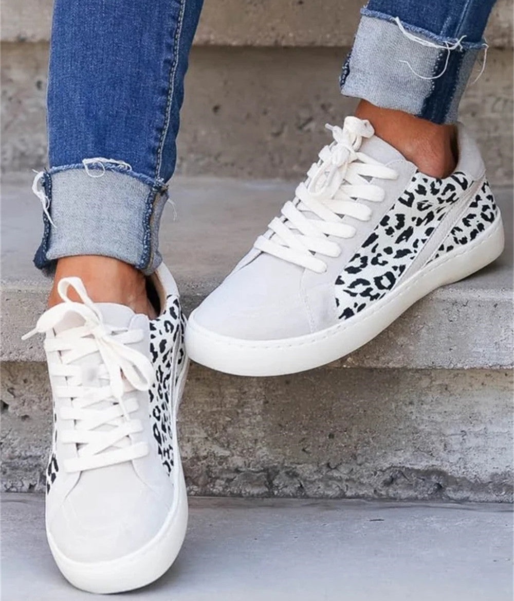 Light Leopard Slip on Flat Canvas Sneakers