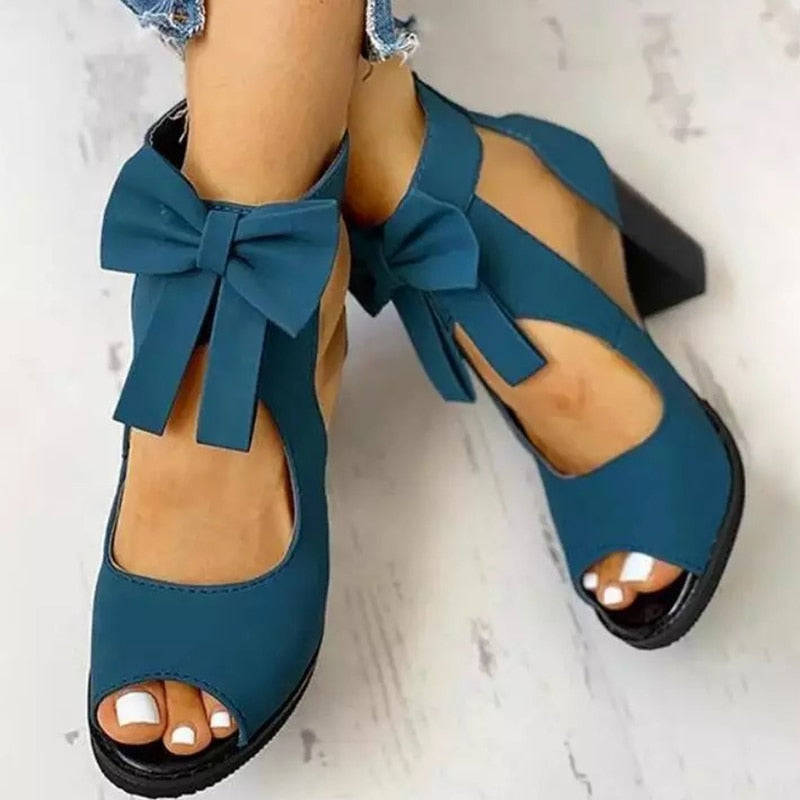 Butterfly Knot Mesh High Heels Sandals