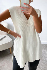 V Neck Sleeveless Sweater Vest