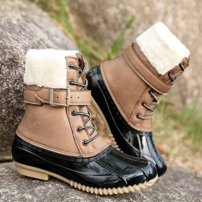 Retro Warm Faux Wool Duck Boots