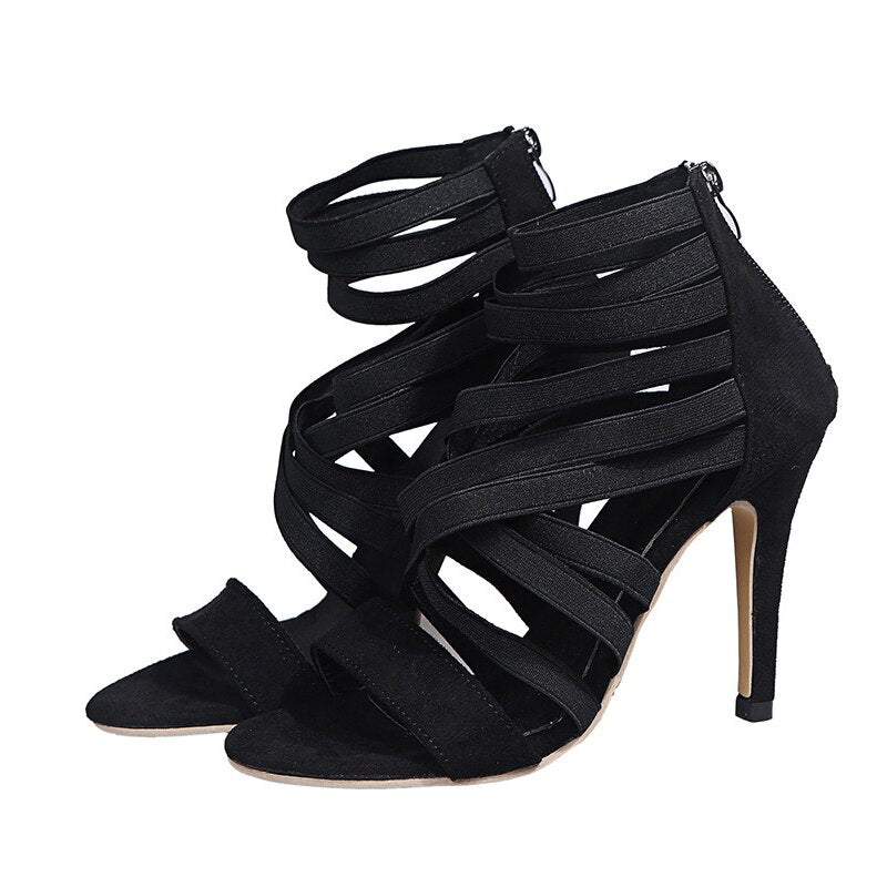 Elastic Band Thin Heel Pumps