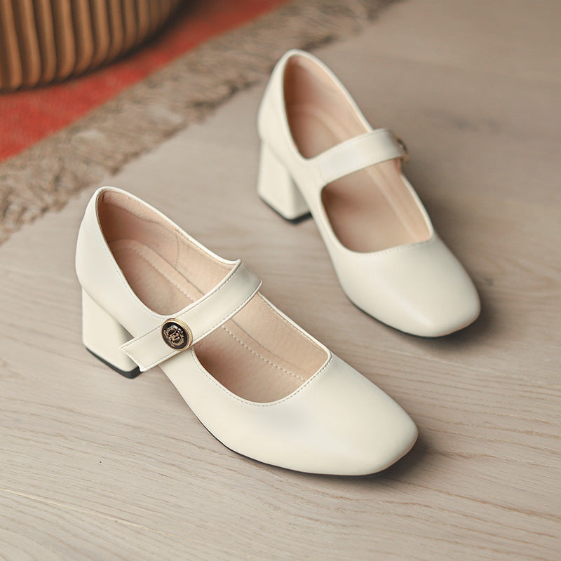 Retro Mary Jane Hoof Heels Loafers