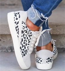 Light Leopard Slip on Flat Canvas Sneakers