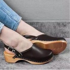 Pu Leather Clogs Strap Buckle Sandals