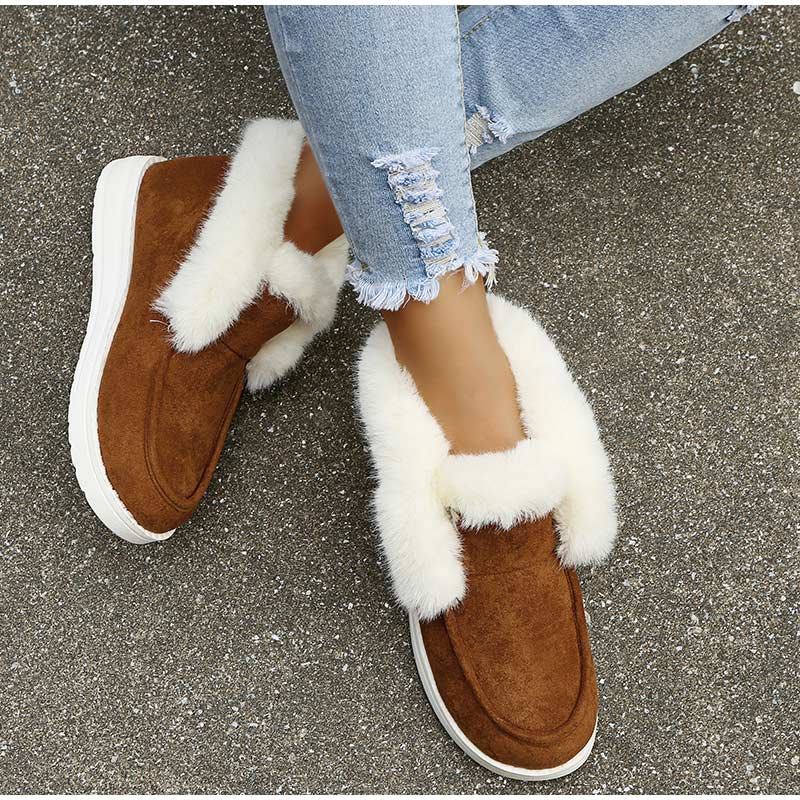 Warm Suede Leather Plush Fur Snow Boots