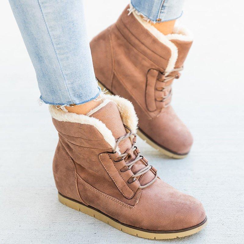 Lace up Plush Warm Internal Increase Boots