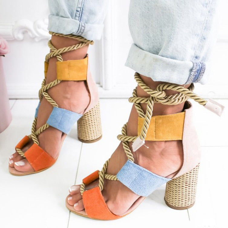 Lace Up High Heels Gladiator Sandals