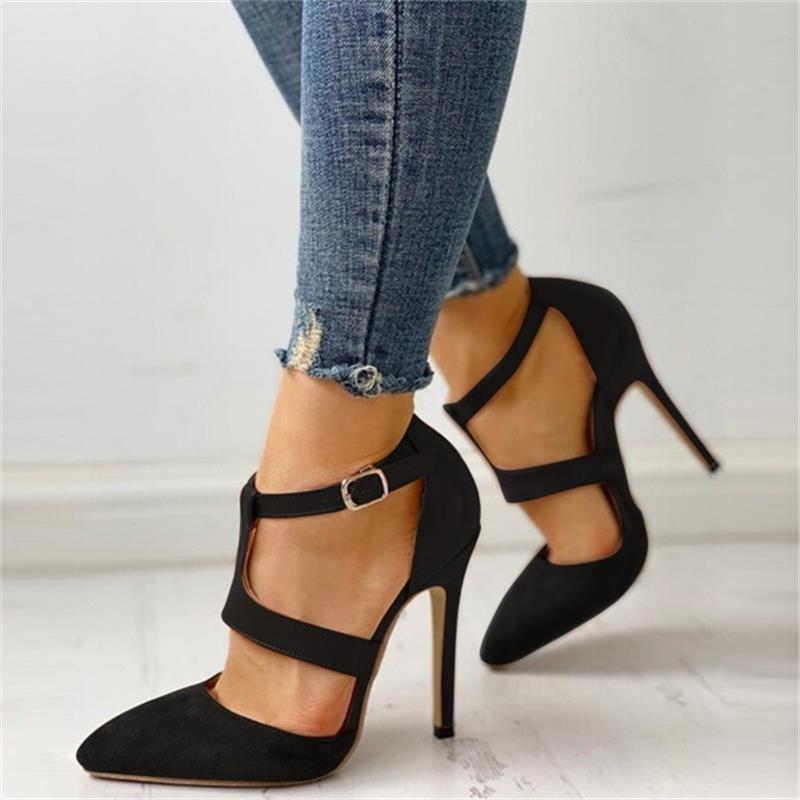 Pointed Toe Ankle Strap High Heel Shoes