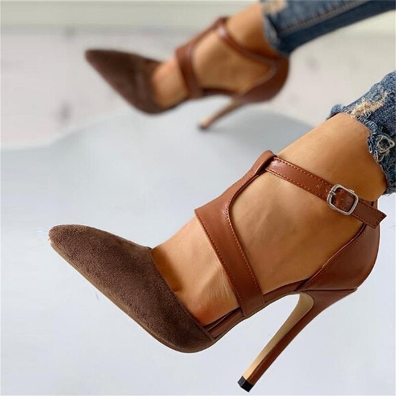 Pointed Toe Ankle Strap High Heel Shoes