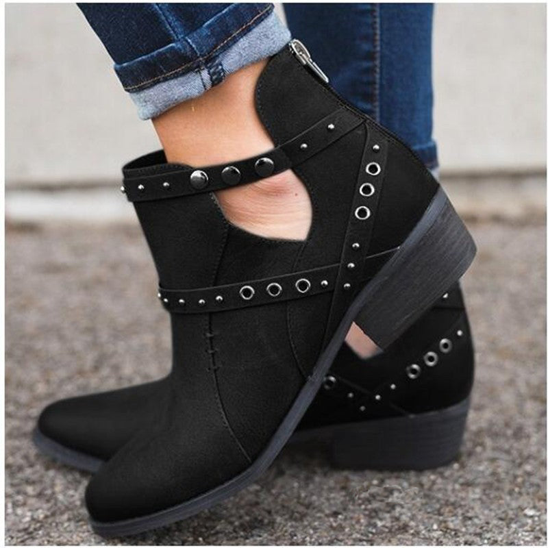 Retro Rivet Punk Pumps Ankle Boots