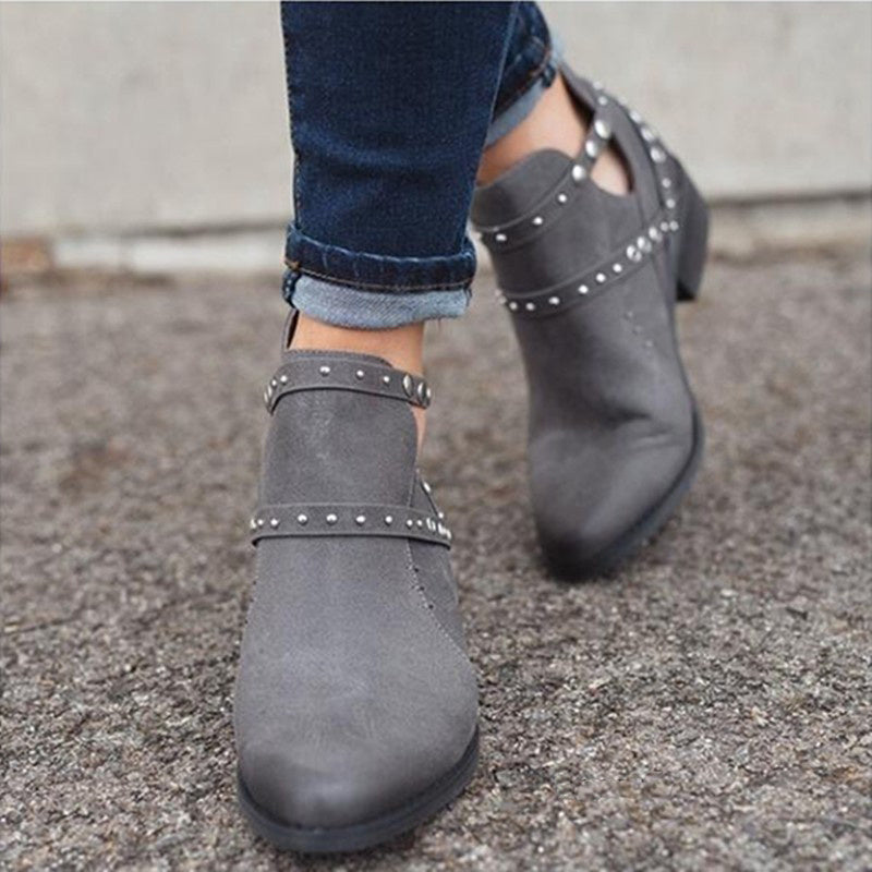 Retro Rivet Punk Pumps Ankle Boots