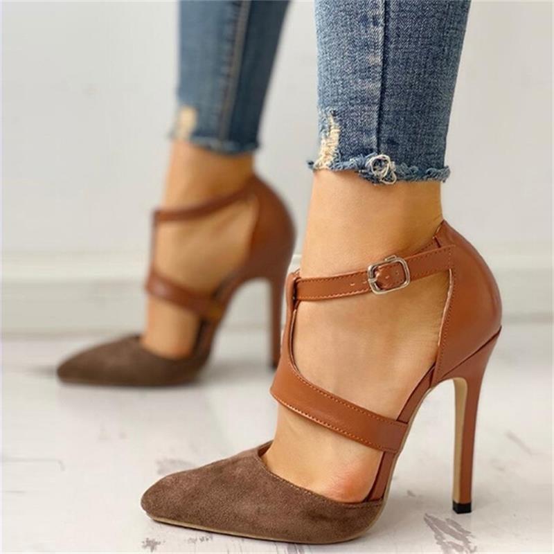 Pointed Toe Ankle Strap High Heel Shoes