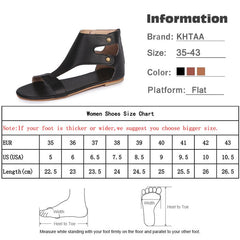 Retro Gladiator Ankle Wrap Zipper Flat Sandals