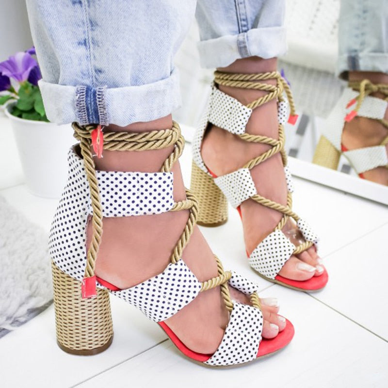 Lace Up High Heels Gladiator Sandals