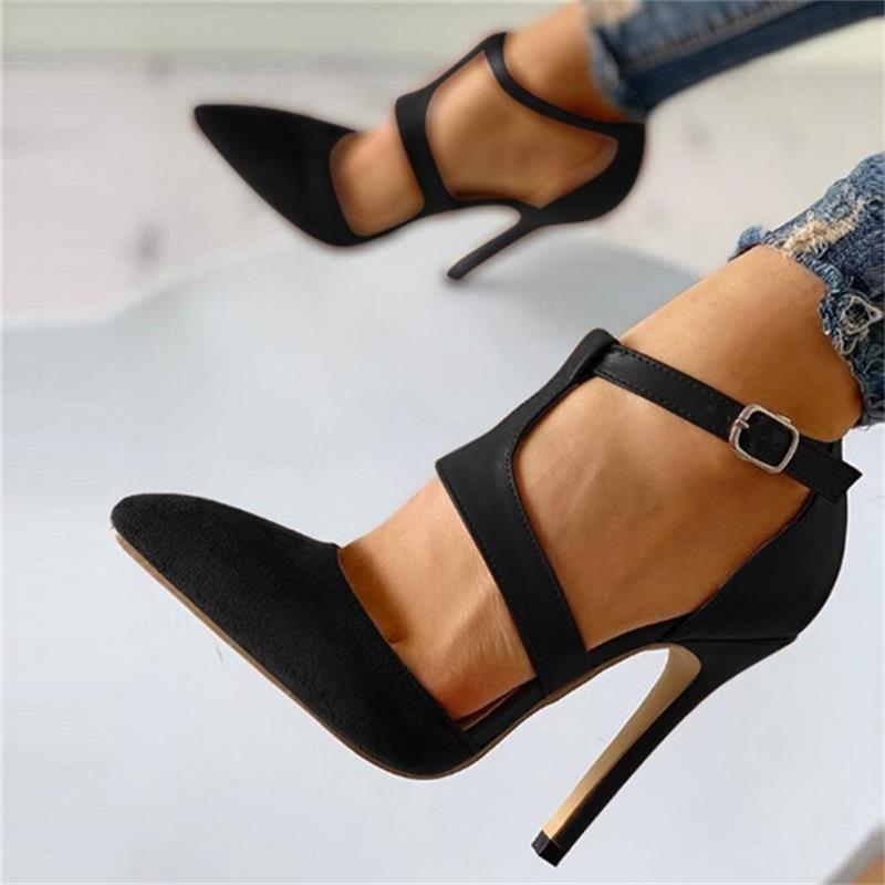 Pointed Toe Ankle Strap High Heel Shoes