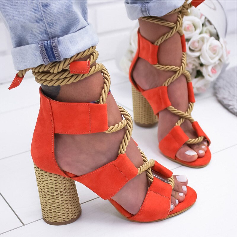 Lace Up High Heels Gladiator Sandals